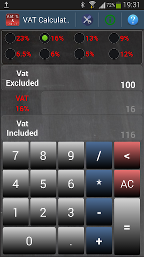 VAT Calculator Screen 2