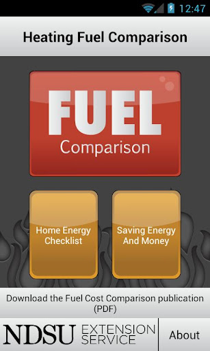 Android application NDSU Heating Fuel Comparison screenshort