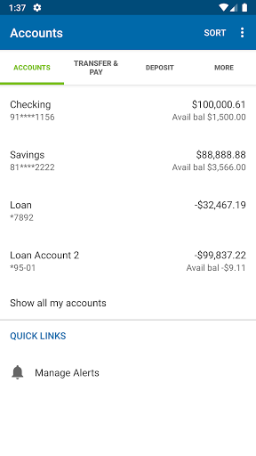 HomeTrust Mobile Banking Screen 3