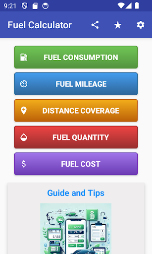 Android application Fuel Calculator screenshort
