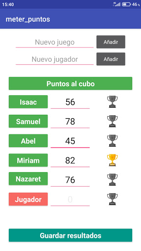 Android application Guardar puntuaciones de juegos screenshort