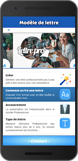 Android application Modèle de lettre screenshort