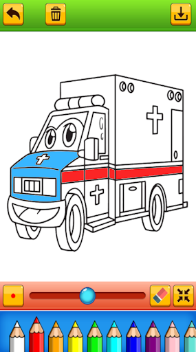 Coloring Ambulance Cars Screen 2