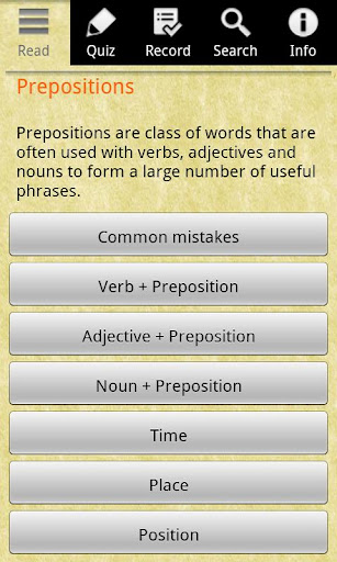 Android application English Grammar - Preposition screenshort