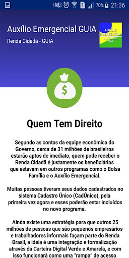 Auxílio Emergencial Renda Cidadã Fundo GUIA Datas