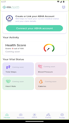 Android application Nio Health UAT screenshort