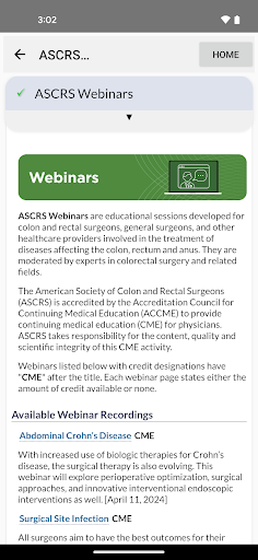 Screenshot of ASCRS U: Colorectal Surgery