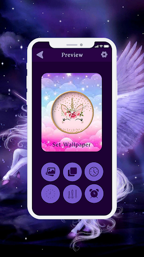 Unicorn Clock Wallpaper Screen 2