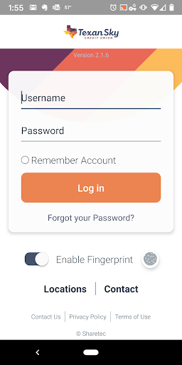 Android application Texan Sky Credit Union screenshort
