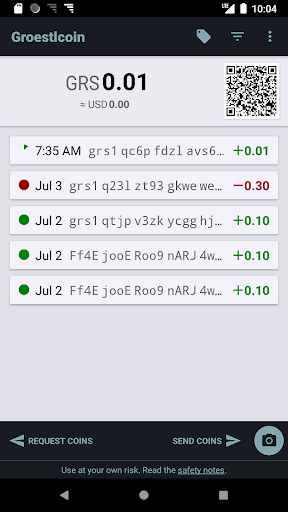 Android application Groestlcoin Wallet screenshort