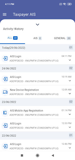 AIS for Taxpayers Screen 3