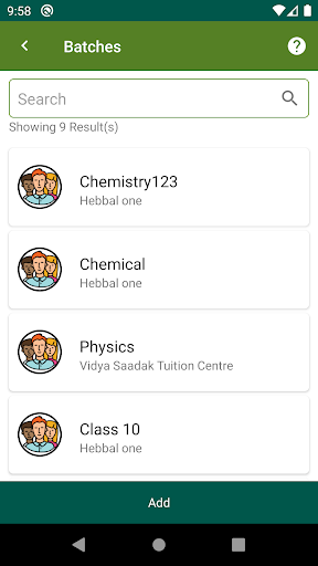 Master - Class Management app Screen 2
