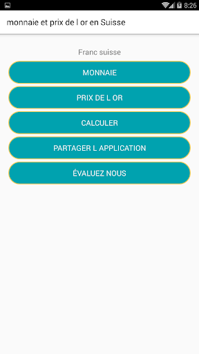 Android application monnaie et prix de l'or en Sui screenshort