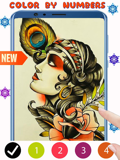 Tattoo Color by Number for Adults- Tattoo Coloring
