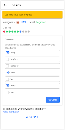HTML Quiz Screen 2