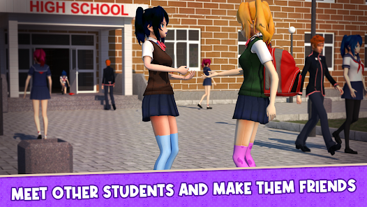 High School Life Anime Girl 3D