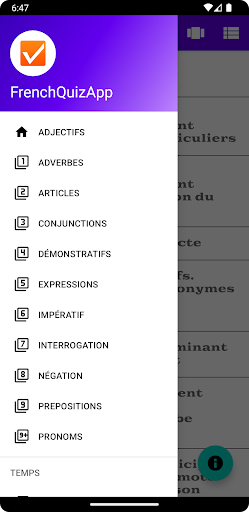 Android application French Quiz App screenshort