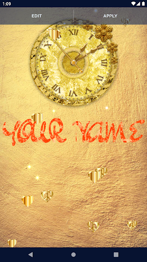 Gold Glitter Clock Wallpaper Screen 2