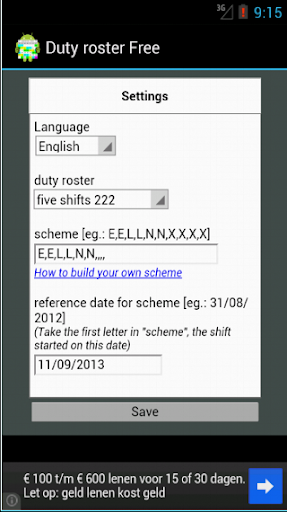 Dutyroster Shiftcalendar Screen 2