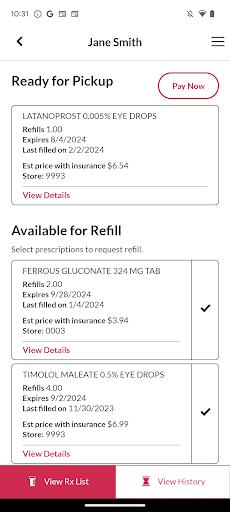 Stop & Shop Rx Screen 3