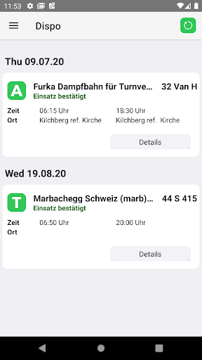 Android application Bührer Intern screenshort