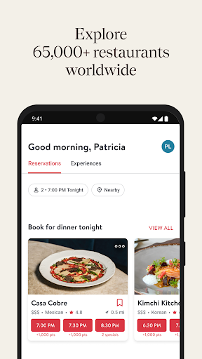 Screenshot of OpenTable