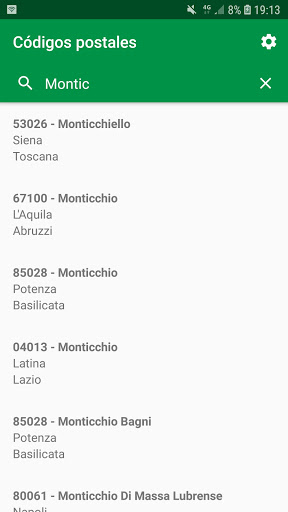Android application Codici Postali Italiani screenshort