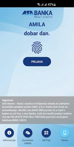 Android application ASA Banka Mobile banking screenshort