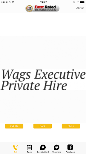Android application Wags Executive Private Hire screenshort