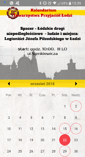 Kalendarium TPŁ Screen 2