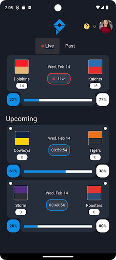 Android application TBC Live - Event Predictions screenshort