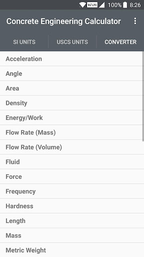 Concrete Engineering Calc. Screen 3