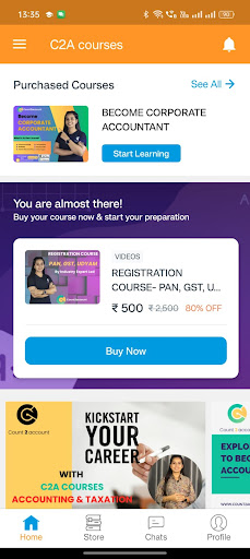 Android application C2A courses screenshort