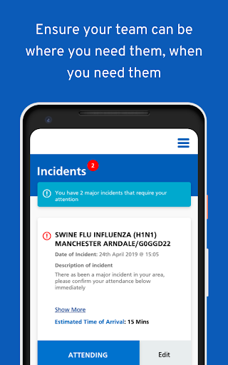 Major Incident App Screen 3