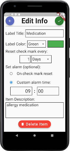 Android application Checklist Tracker screenshort