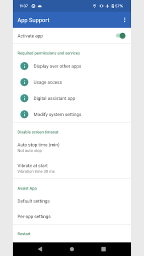 Android application App Support screenshort