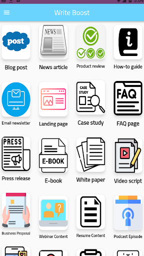 Android application Write Boost: Content Templates screenshort