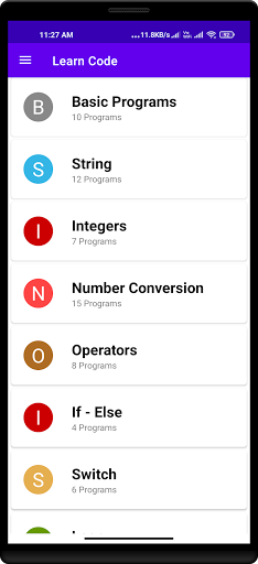 Android application Learn Code (Learn C programmin screenshort