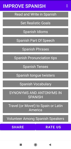 Android application Improve Spanish screenshort