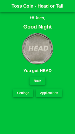 Android application Toss Coin - Head or Tail screenshort