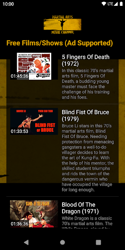 Android application Martial Arts & Kung-Fu Movie C screenshort