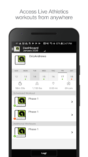 Android application Live Athletic Performance screenshort