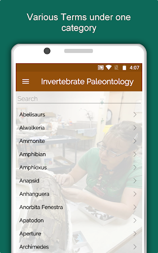 Screenshot of Palaeontology Dictionary App
