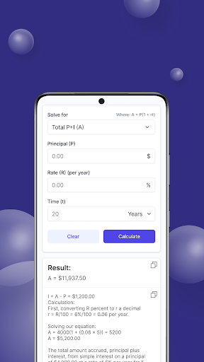 Android application Simple Interest Calculator screenshort