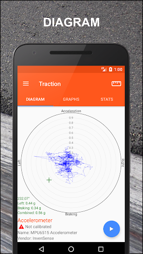 Android application Traction Circle G-Force Meter screenshort