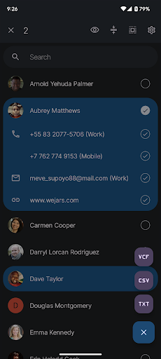 Share Contacts: Text, VCF, CSV Screen 2