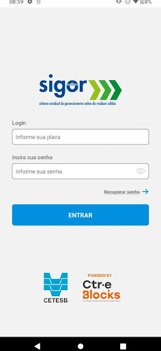 Android application SIGOR RCC – Transportador screenshort