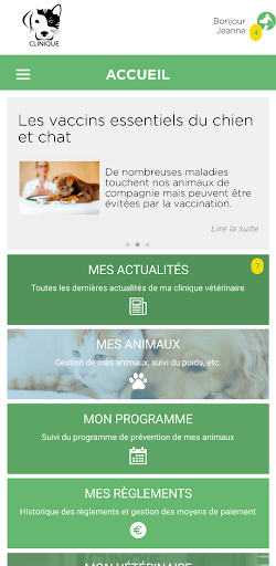 Android application Mon appli Véto screenshort