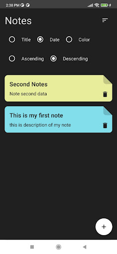 Android application Notes screenshort