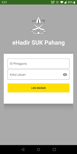 Android application eHadir SUK Pahang screenshort
